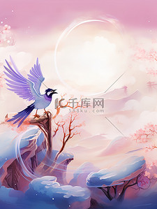 七夕喜鹊浪漫粉色插图9