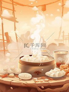 香味特效插画图片_饺子水饺点心中餐美食插图14