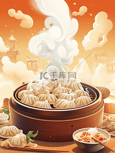 中餐实训室插画图片_饺子水饺点心中餐美食插图11