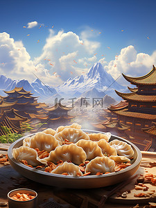 饺子冬至立冬节气海报1