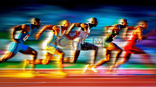 田径插画图片_体育运动奥运会田径赛跑偏写实插画