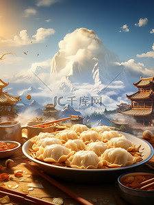 饺子冬至立冬节气海报4