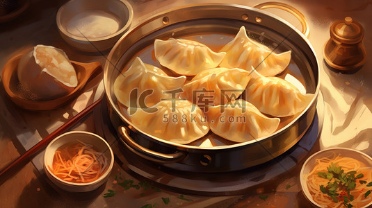 餐盘上的饺子插图风格12