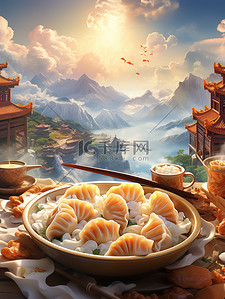饺子冬至立冬节气海报8