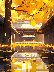 秋天一座寺庙建筑红枫树4