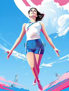 蓝色海报青春插画图片_运动海报上女孩的插图15