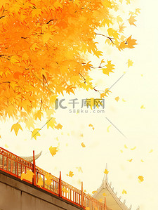 秋天的叶子插画图片_秋天的银杏叶插画19