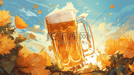 产品广告插画图片_啤酒广告产品插画啤酒广告产品插画