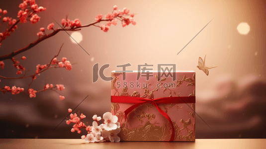 红色礼物礼盒插画图片_红色春节喜庆礼盒插画3