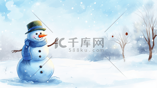 冬天来了插画图片_冬季雪人唯美风景插画28