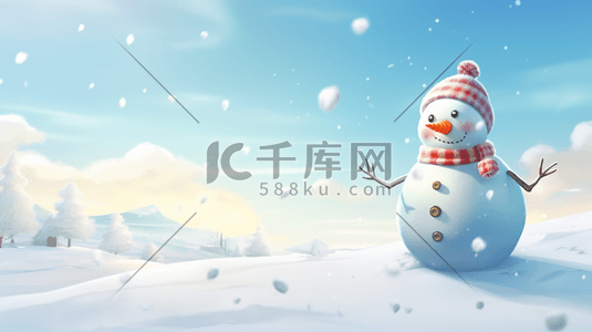 冬天来了插画图片_冬季雪人唯美风景插画15