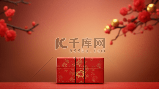 红色春节喜庆礼盒插画14