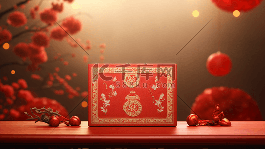 红色春节喜庆礼盒插画5