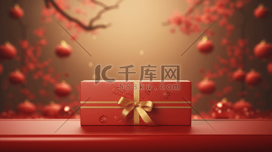红色礼物礼盒插画图片_红色春节喜庆礼盒插画31