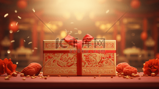 红色春节喜庆礼盒插画1