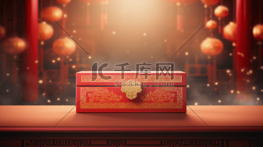 新年礼盒插画图片_红色春节喜庆礼盒插画7