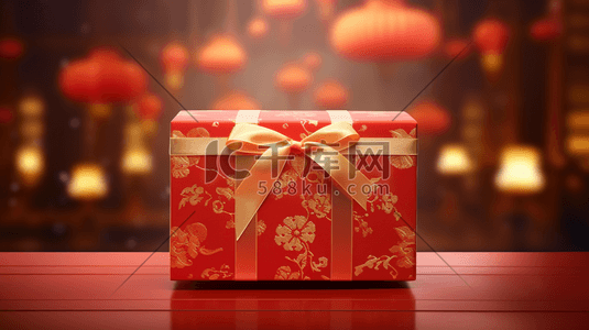 红色礼物礼盒插画图片_红色春节喜庆礼盒插画15