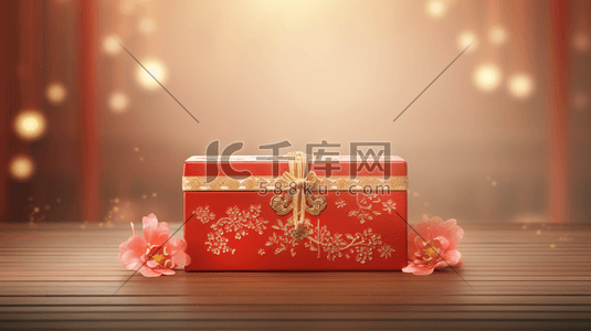 红色礼物礼盒插画图片_红色春节喜庆礼盒插画9