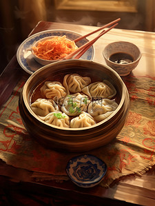 中国传统美食一碗饺子插画11