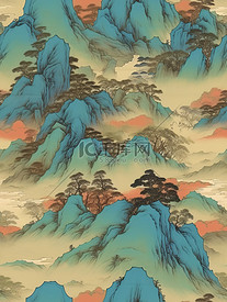 河流山谷山脉中国传统绘画13