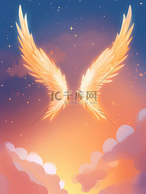 一对天使的翅膀梦幻插图风格9