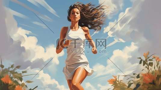 运动健身设计插画图片_奔跑的女性插画设计