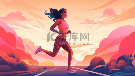 奔跑的女性插画设计