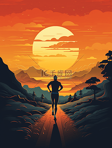版式封面设计插画图片_奔跑的男性插画设计