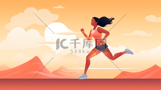 运动健身设计插画图片_奔跑的女性插画设计奔跑的女性插画设计