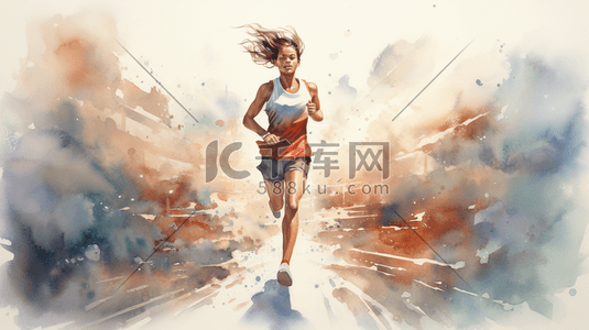 奔跑的女性插画设计