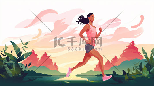 运动健身设计插画图片_奔跑的女性插画设计