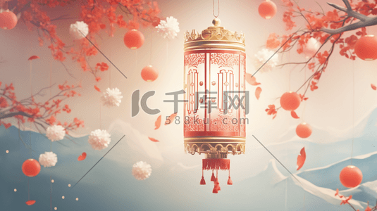 中国风唯美装饰插画图片_彩色中国风古典灯笼装饰唯美插画1