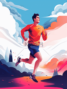 运动健身设计插画图片_奔跑的男性插画设计