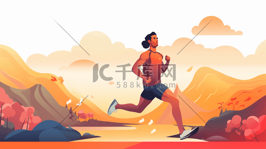 运动健身设计插画图片_奔跑的男性插画设计