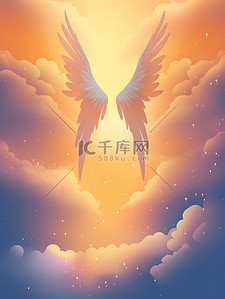 一对天使的翅膀梦幻插图风格1