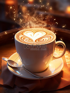 暖和插画图片_秋冬一杯热气腾腾的咖啡插画5