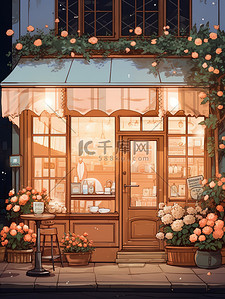 面包店和咖啡店商店动漫插画11
