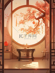 新中式家具装饰家居插画14