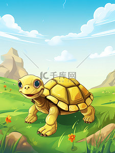 可爱动物乌龟插画图片_一只可爱的小乌龟儿童绘本10