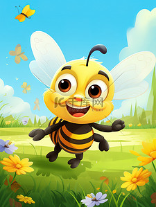 可爱昆虫插画图片_可爱的小蜜蜂儿童绘本插画2