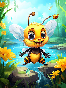 蜜蜂的插画图片_可爱的小蜜蜂儿童绘本插画6