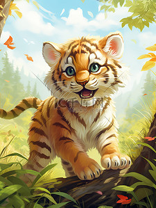 森林里的一只可爱的小老虎18