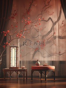 中式家具插画图片_新中式家具装饰家居插画5