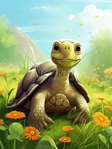 可爱动物乌龟插画图片_一只可爱的小乌龟儿童绘本15