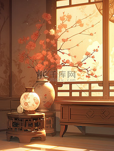 新中式家具装饰家居插画18