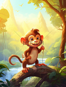 森林里的一只可爱的小猴子15