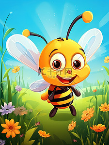 蜜蜂昆虫插画图片_可爱的小蜜蜂儿童绘本插画12