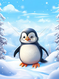 企鹅北极插画图片_一只可爱的小企鹅儿童绘本3