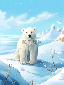 北极熊框插画图片_可爱的北极熊儿童绘本4