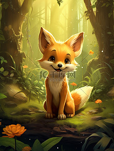 童书插画图片_森林里的一只可爱的小狐狸17